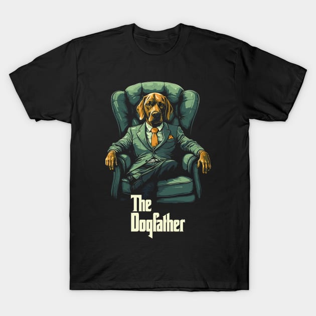 The Dogfather --- Retro Dog Lover Design T-Shirt by DankFutura